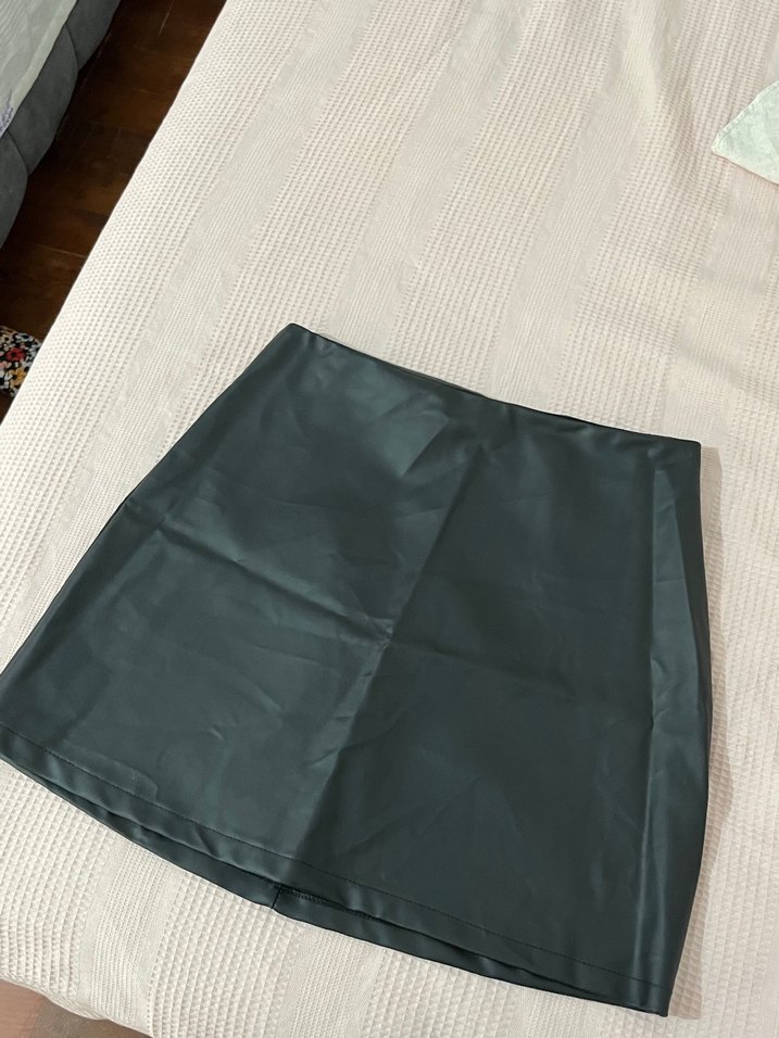 Düz Deri Mini Etek - Görsel 2