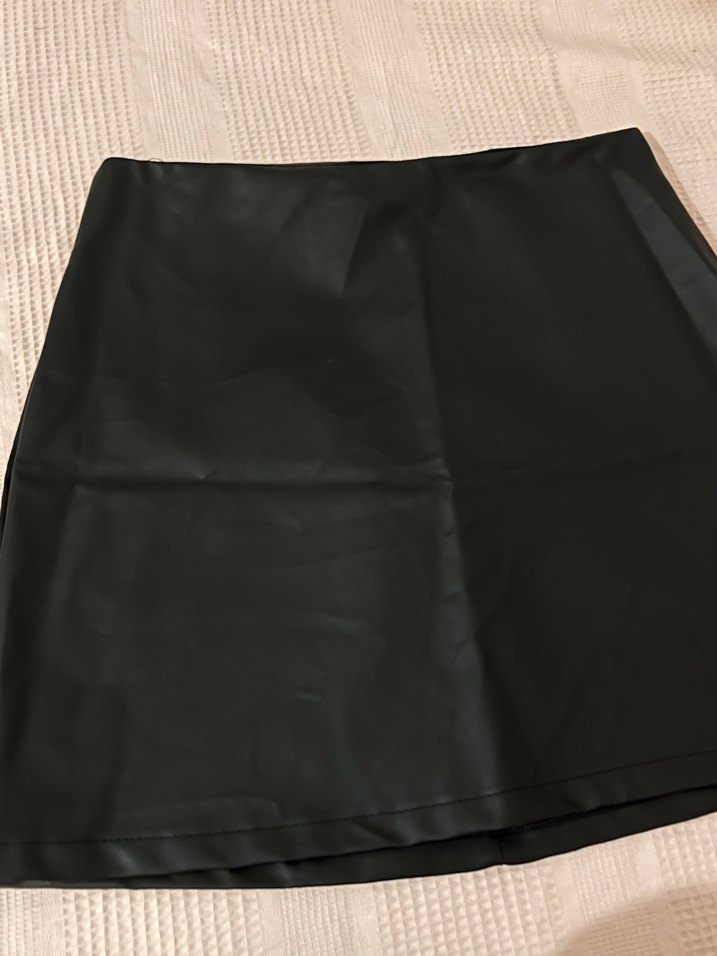 Düz Deri Mini Etek - Görsel 3