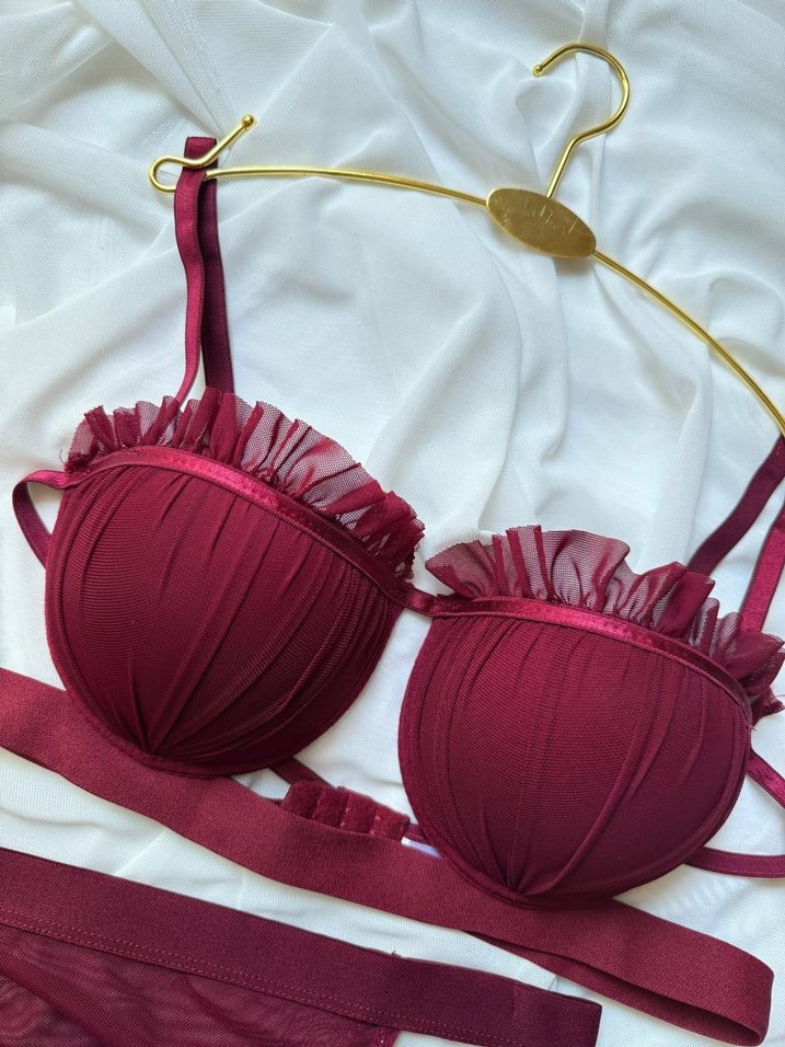 Bordo Bohem Midi Sütyen Takımı - Görsel 5