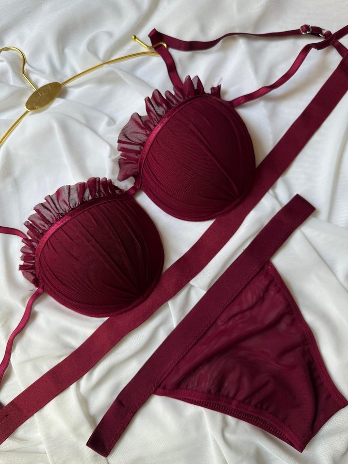 Bordo Bohem Midi Sütyen Takımı - Görsel 2