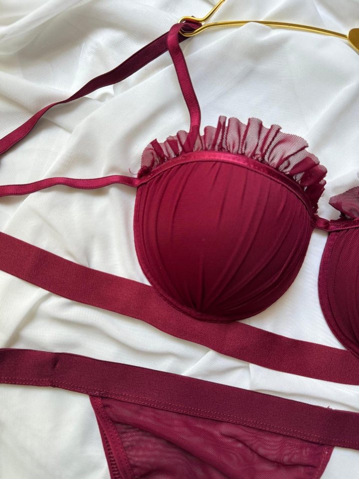 Bordo Bohem Midi Sütyen Takımı - Görsel 4