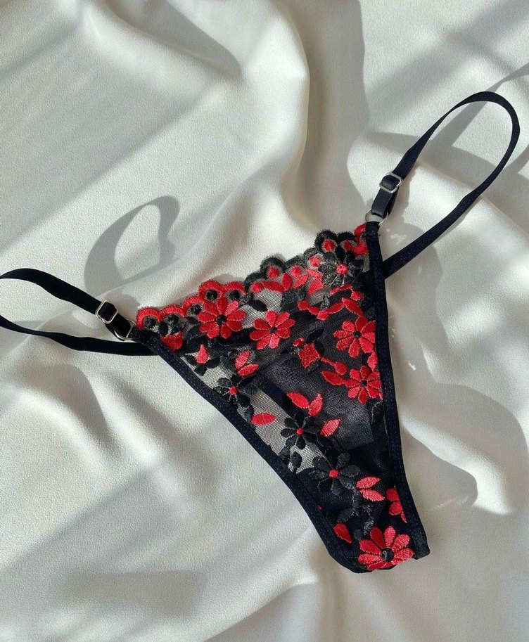 Nakışlı Kırmızı Gotik Parisian Sütyen Takımı - Görsel 3