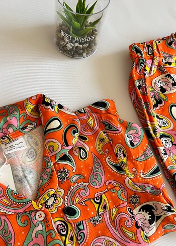 Renkli Retro Desenli Midi çocuk Pijama Takımı - Görsel 2
