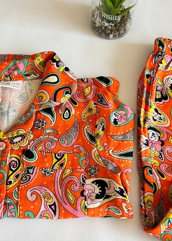 Renkli Retro Desenli Midi çocuk Pijama Takımı - Görsel 3