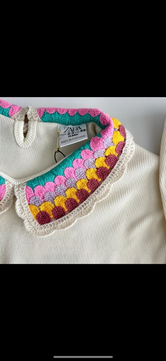 Nakışlı Örgü Bohemtarzı krem Zara takım - Görsel 3