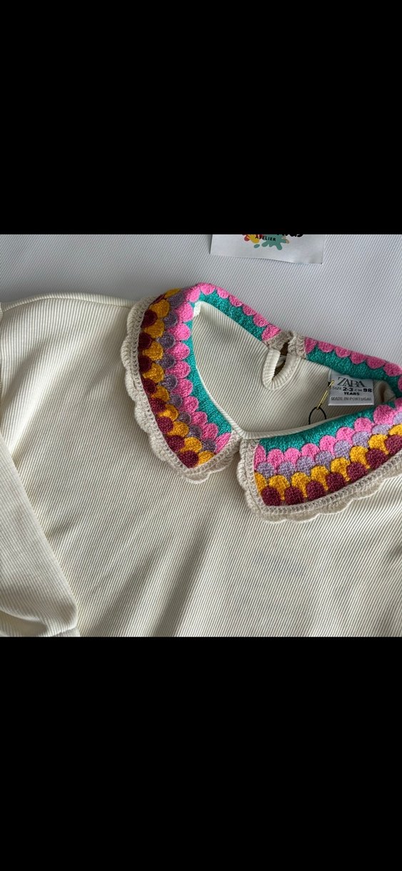 Nakışlı Örgü Bohemtarzı krem Zara takım - Görsel 2