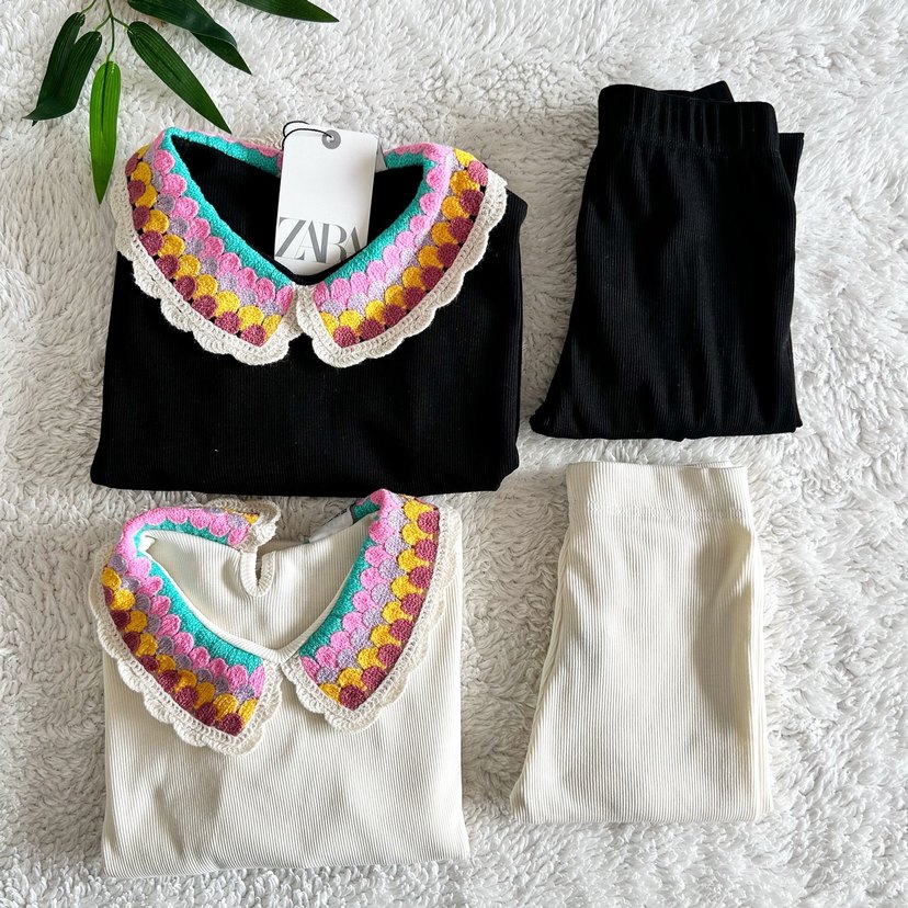 Zara Renkli Nakışlı Bohem Kız takım - Görsel 5