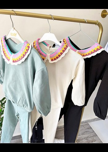 Nakışlı Çok Renkli Yaka Detaylı Kız Zara takım - Görsel 4