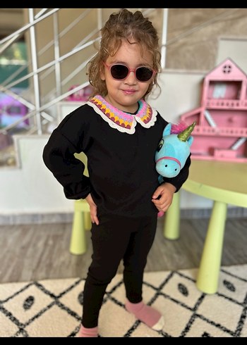 Nakışlı Çok Renkli Yaka Detaylı Kız Zara takım - Görsel 2