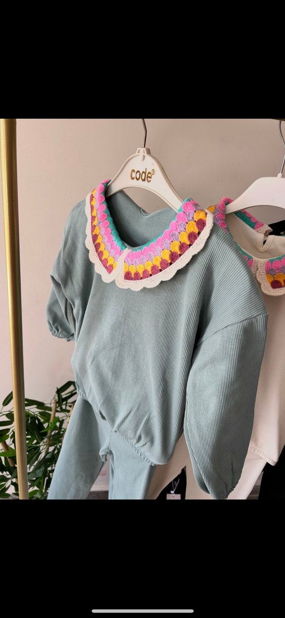 Turkuaz Renkli Kız Çocuk Pamuklu tayt Takımı - Görsel 2