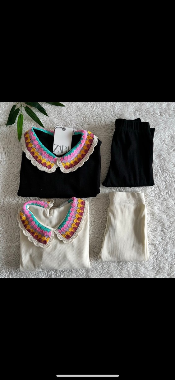 Nakışlı yaka detaylı zara takım - Görsel 4