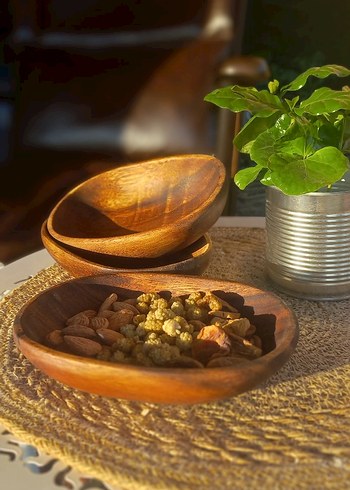Tasarımcı El Yapımı Ahşap Bohem Kase Seti