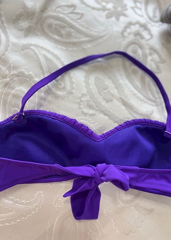 36 Beden Mor Pliseli Askılı Bikini Üstü