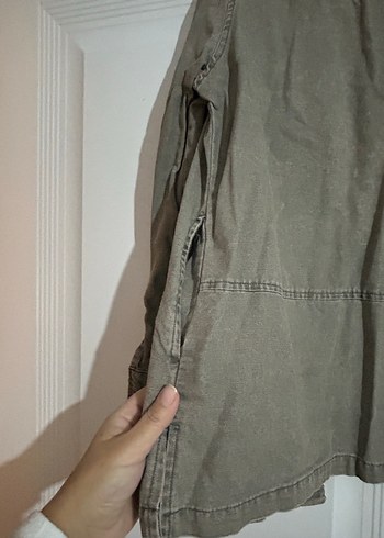 Bej Düğmeli Kadın Denim Ceket - Görsel 4