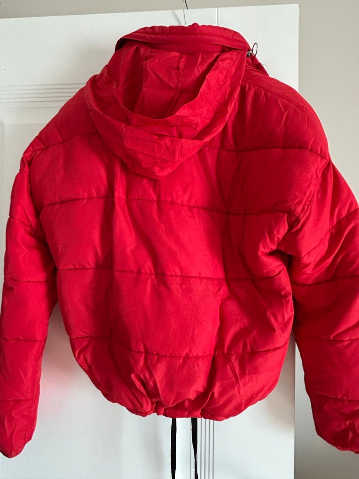 Kırmızı Fermuarlı Kadın Kışlık Ceket - Görsel 3