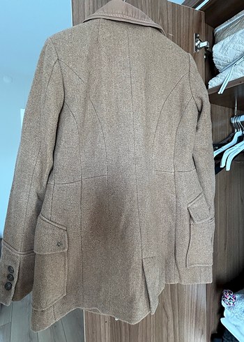 Kahve Düğmeli Midi Kadın Yün Kaban - Görsel 2