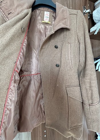 Kahve Düğmeli Midi Kadın Yün Kaban - Görsel 3