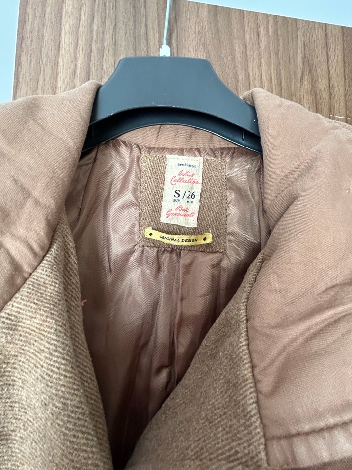 Kahve Düğmeli Midi Kadın Yün Kaban - Görsel 4