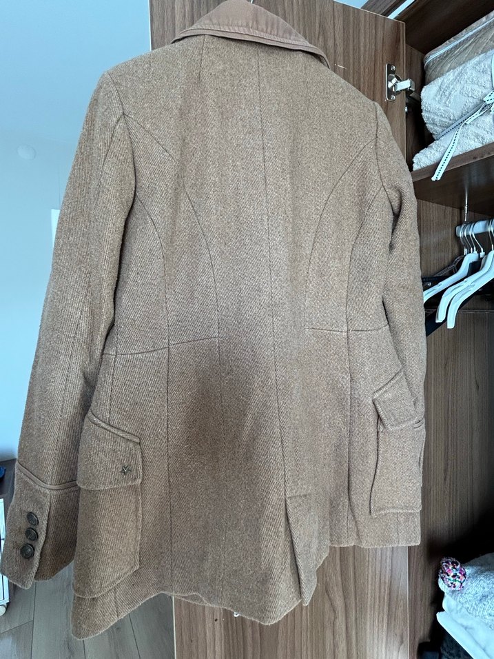 Kahve Düğmeli Midi Kadın Yün Kaban - Görsel 2