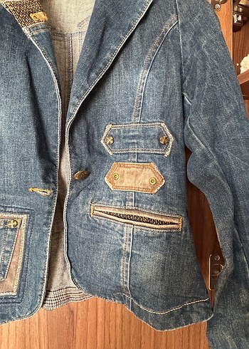 Düğmeli, Normal Boy Kadın Kot Ceket - Görsel 2