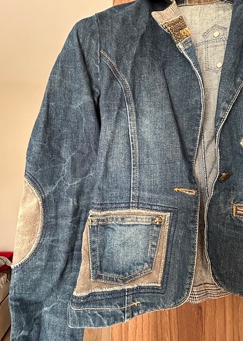 Düğmeli, Normal Boy Kadın Kot Ceket - Görsel 3