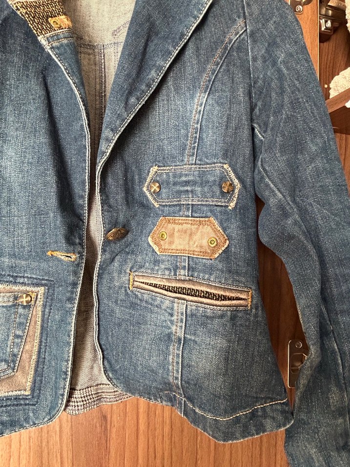 Düğmeli, Normal Boy Kadın Kot Ceket - Görsel 2