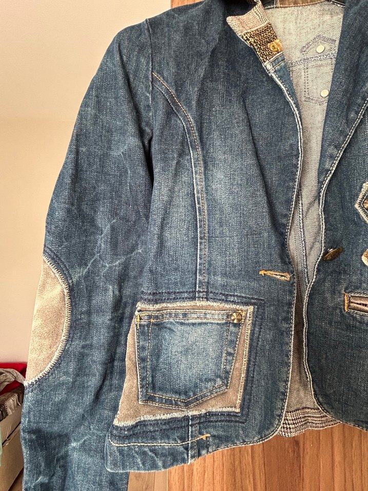 Düğmeli, Normal Boy Kadın Kot Ceket - Görsel 3