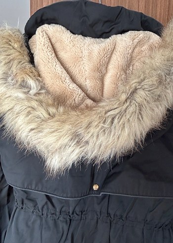 Siyah Kadın Kaban, Kürklü, Günlük - Görsel 4