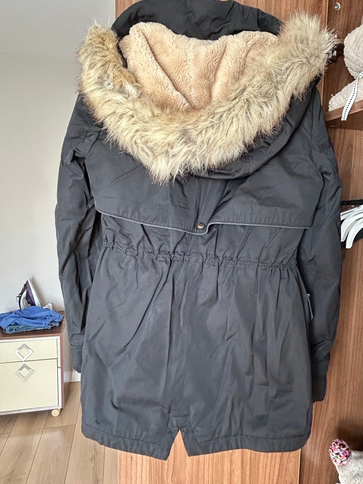 Siyah Kadın Kaban, Kürklü, Günlük - Görsel 2