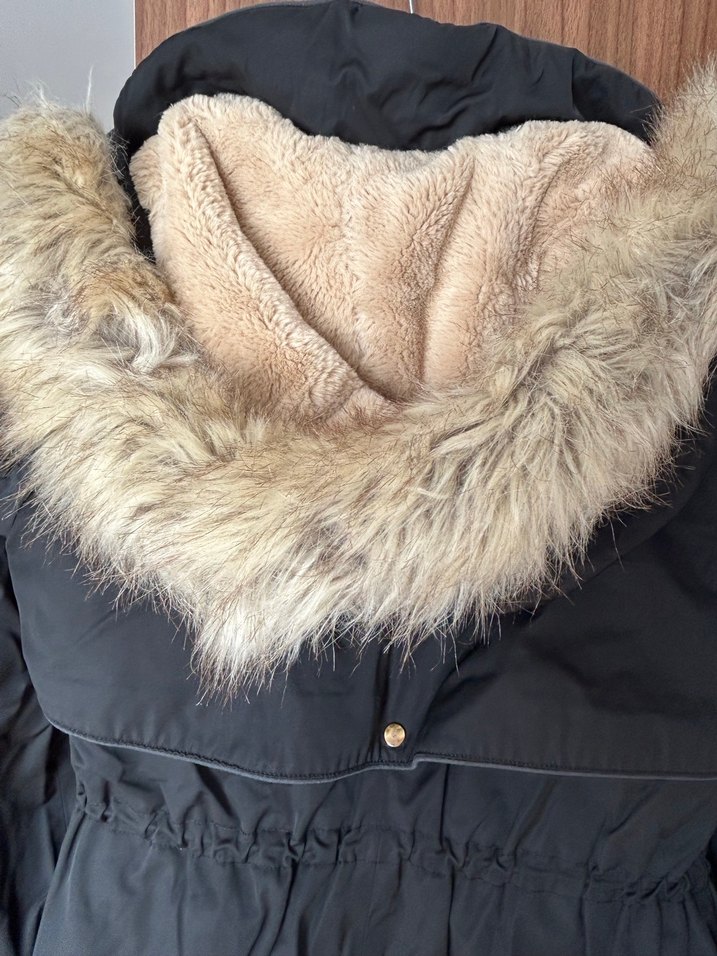 Siyah Kadın Kaban, Kürklü, Günlük - Görsel 4