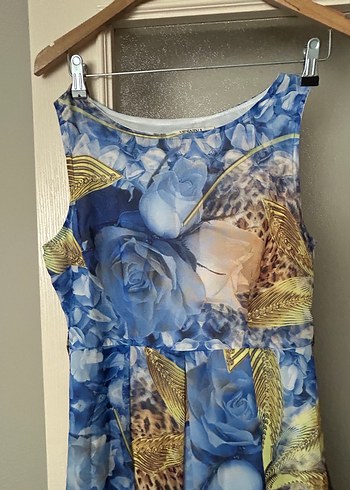 Bohem Tarz Mavi Midi Elbise - Görsel 3