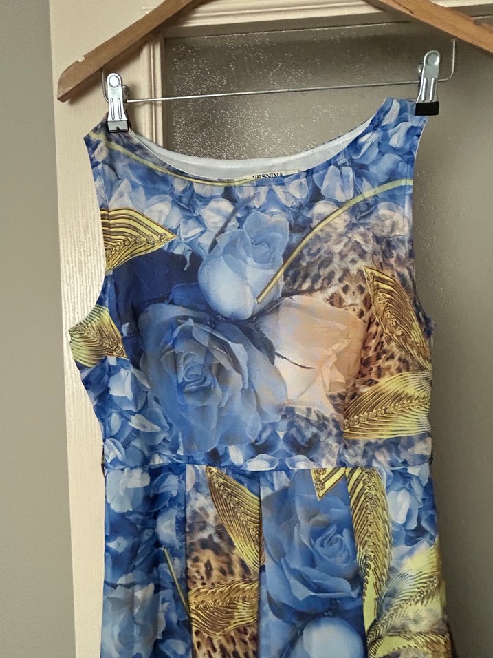 Bohem Tarz Mavi Midi Elbise - Görsel 3