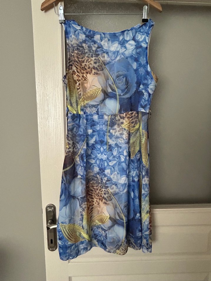 Bohem Tarz Mavi Midi Elbise - Görsel 2