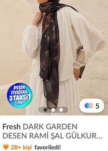 Fresh Scarfs rami desenli gül kurusu şal