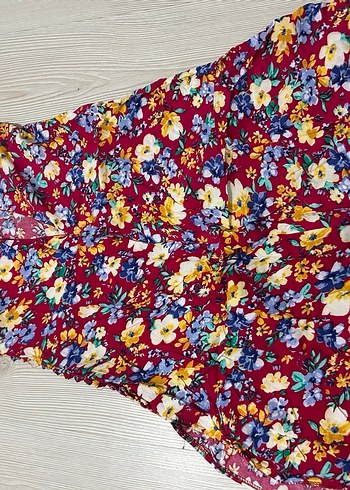 Çiçek Desenli Renkli Mini yırtmaçlı Etek - Görsel 3