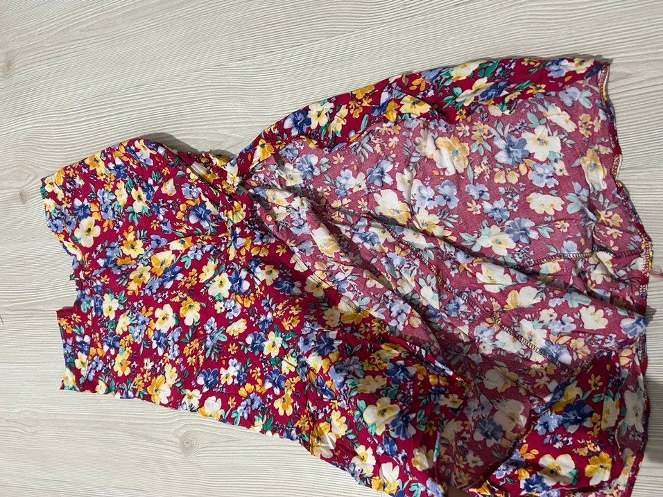 Çiçek Desenli Renkli Mini yırtmaçlı Etek - Görsel 2