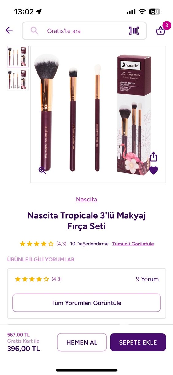 Nascita Bordo Renkli Makyaj Fırça Seti - Görsel 3