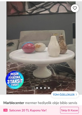 Mermer sunumluk 
Dekoratif
Ayaklı Tabak - Görsel 5