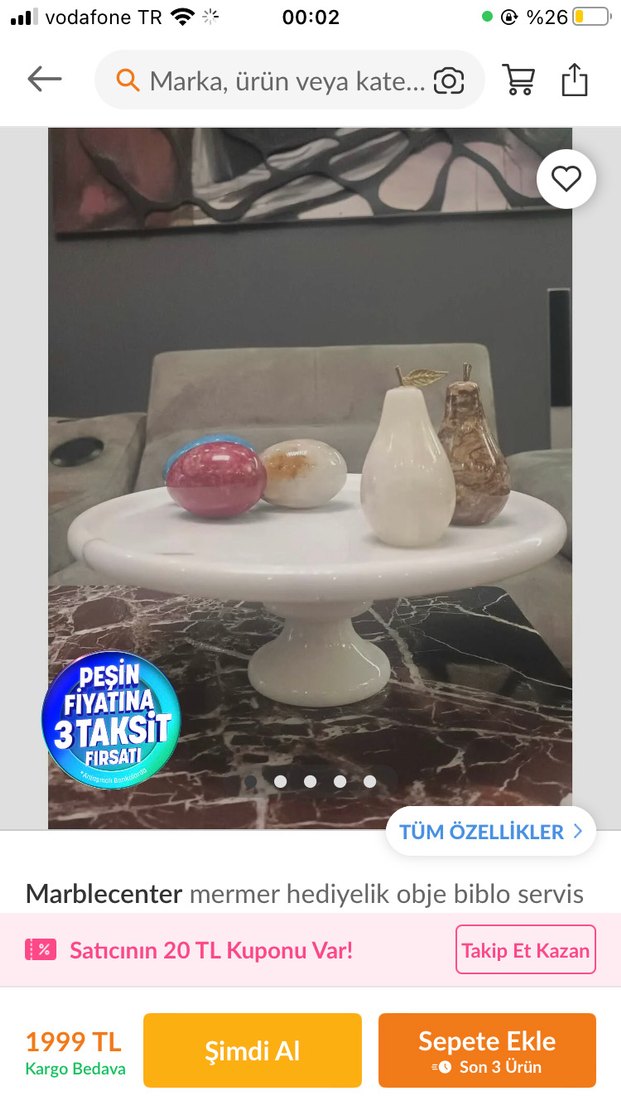 Mermer sunumluk 
Dekoratif
Ayaklı Tabak - Görsel 5