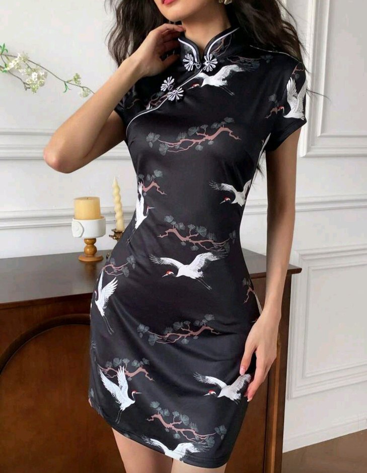 Qipao Çin Japon Geleneksel Elbise - Görsel 3