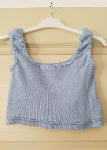 H&M Mavi Mini Denim Kolsuz Kadın Atlet
