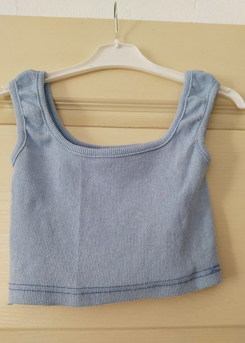 Mavi Mini Denim Kolsuz Kadın Atlet