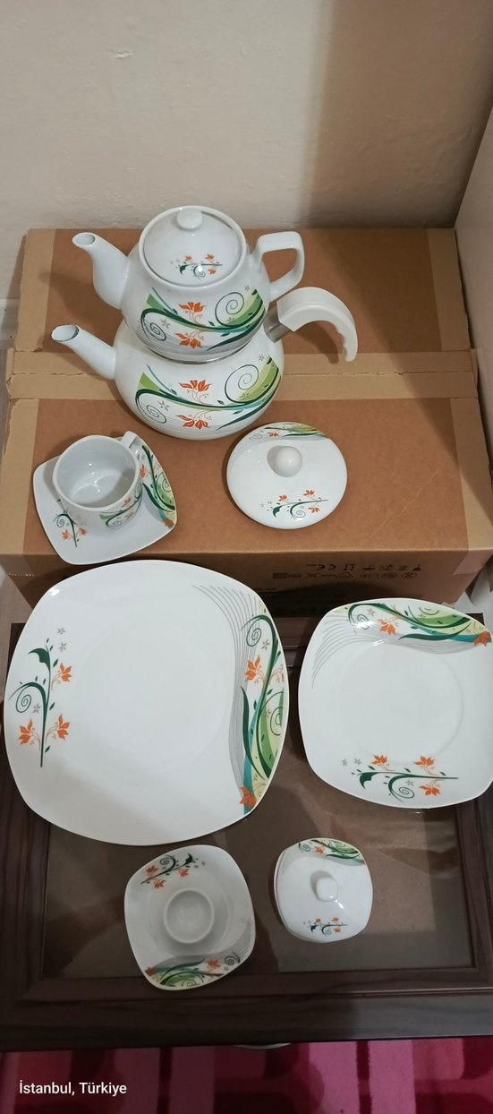 Çiçek Desenli Beyaz Porselen kahvaltı  Takımı 6 kişilik - Görsel 3