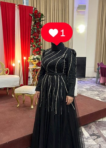 Siyah Uzun Kollu Abiye