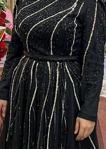 Abiye Siyah Uzun Kollu Abiye