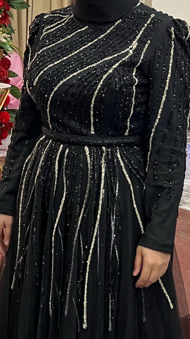 Siyah Uzun Kollu Abiye - Görsel 2