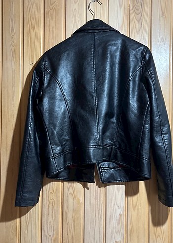 l Beden siyah Renk Kadın Siyah Deri Biker Ceket