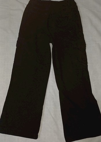 Keten Siyah Rahat Kesim Kargo Pantolon - Görsel 2