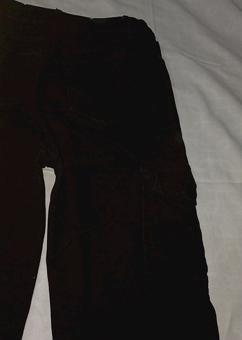 Keten Siyah Rahat Kesim Kargo Pantolon - Görsel 3