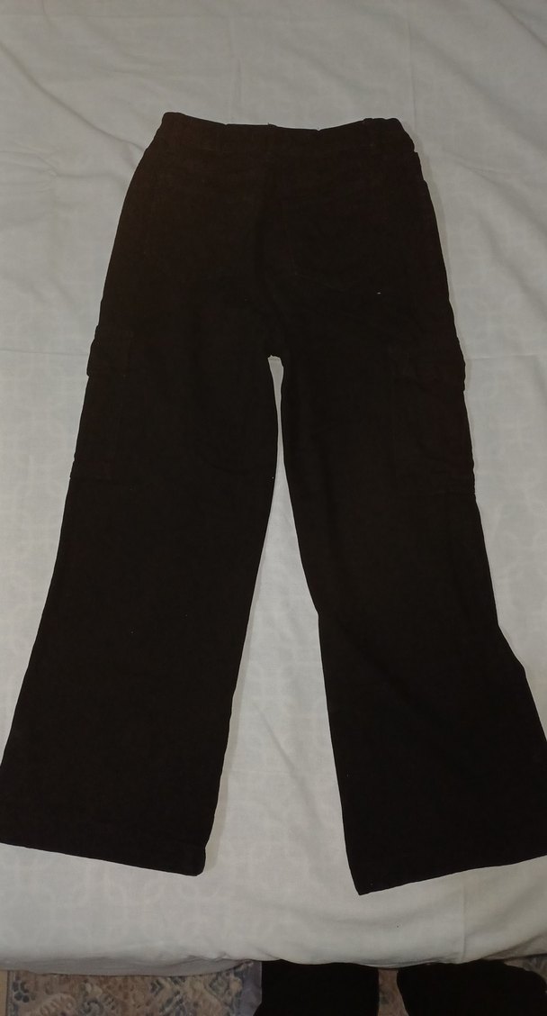 Keten Siyah Rahat Kesim Kargo Pantolon - Görsel 2